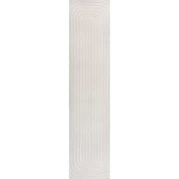Freya High-Low Modern Scandinavian Arch Stripe Monotone Indoor/Outdoor Area Rug